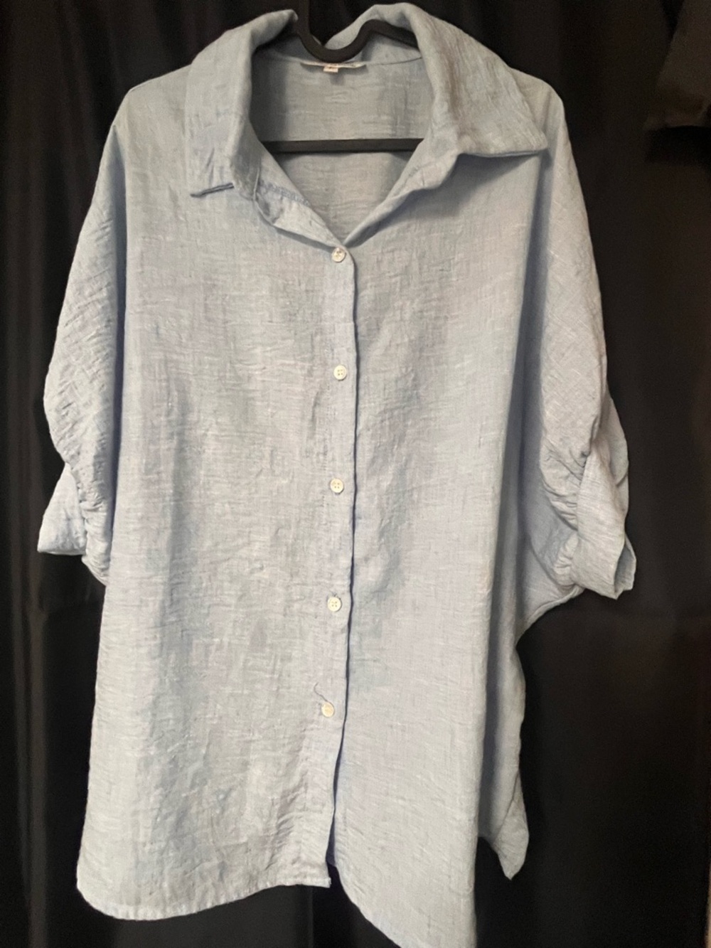Light Blue Linen-Blend Shirt
